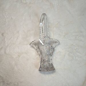 Vintage L E Smith Pressed Glass Basket with Scalloped Edges Circa 1940s
